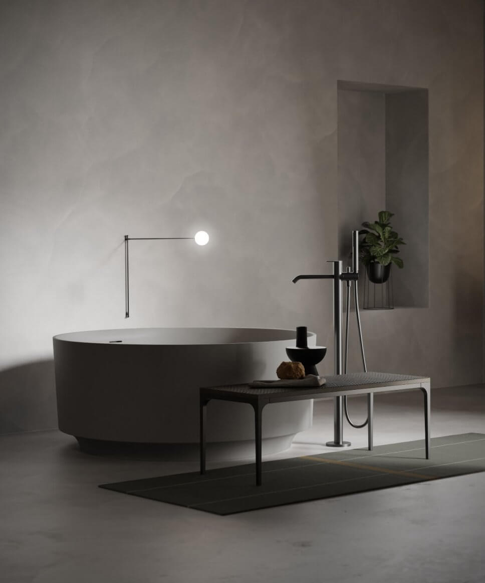 Freistehende Badewanne in modernem Badezimmer