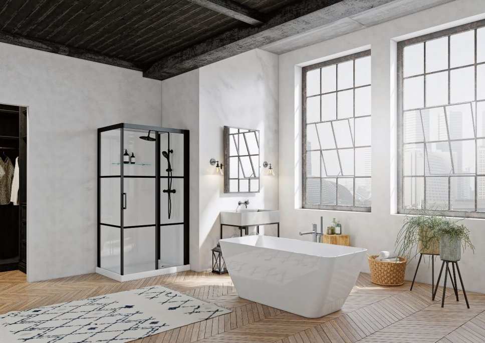 Freistehende Badewanne in luxuriösem Badezimmer