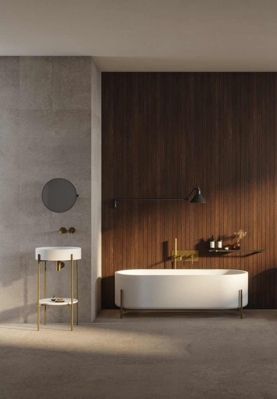 Freistehende Badewanne in luxuriösem Badezimmer