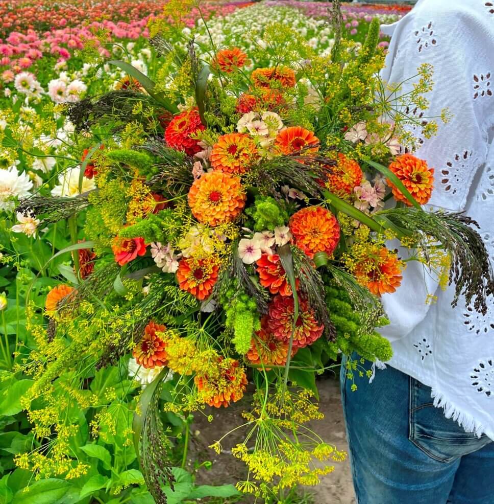 Bunter Blumenstrauß mit Dahlien und Sommerblumen