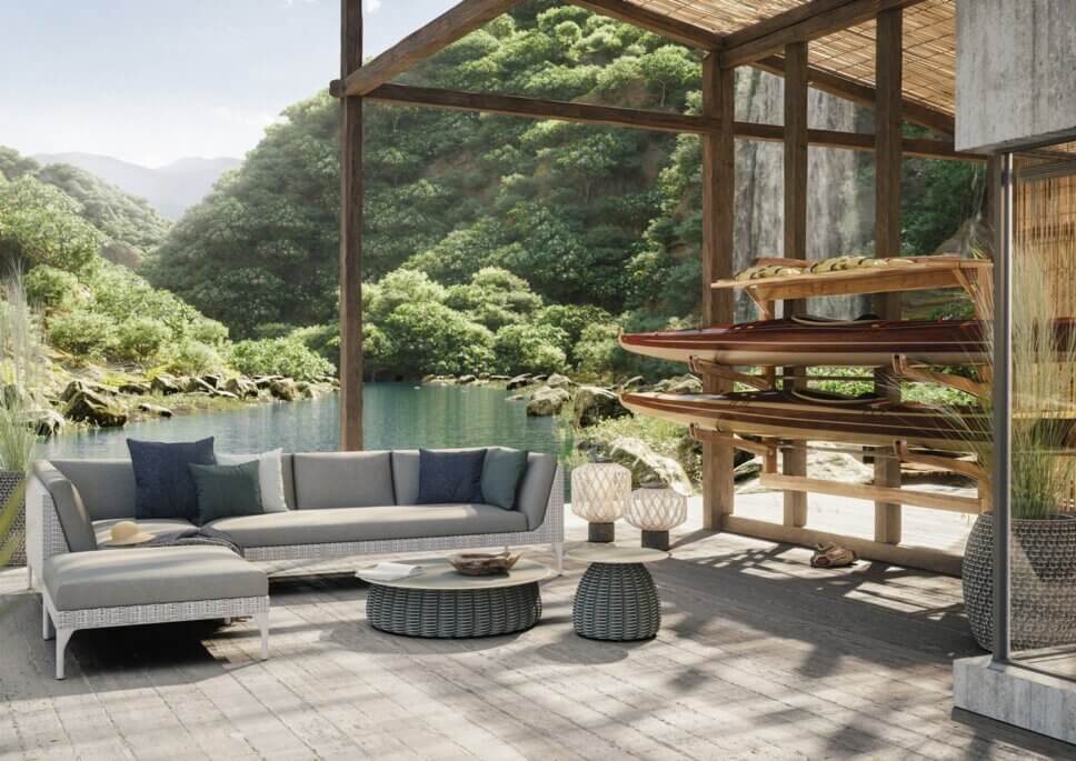 Modernes Gartensofa auf Terrasse