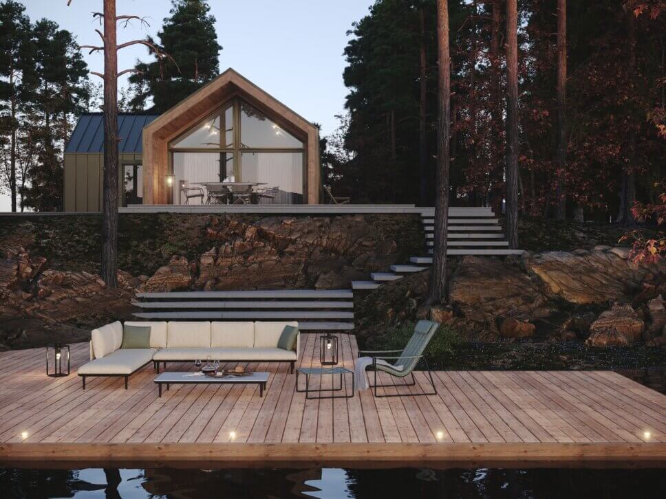 Modernes Gartensofa auf Terrasse