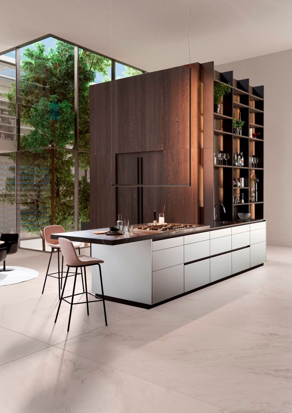 Offene modern eingerichtete Küche mit Kücheninsel