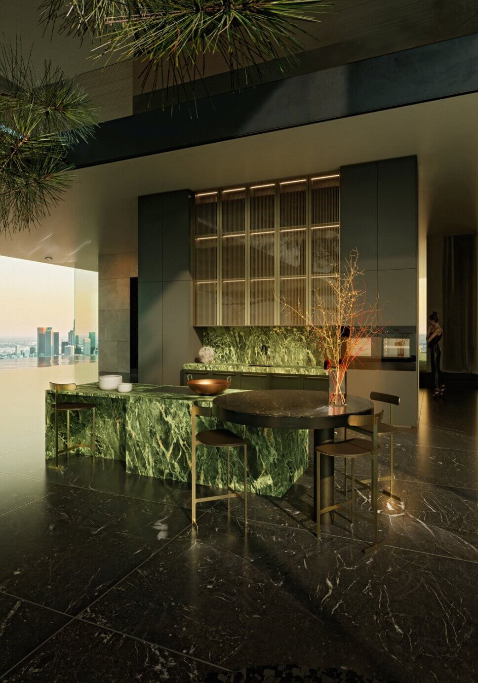 Offene modern eingerichtete Küche mit Kücheninsel