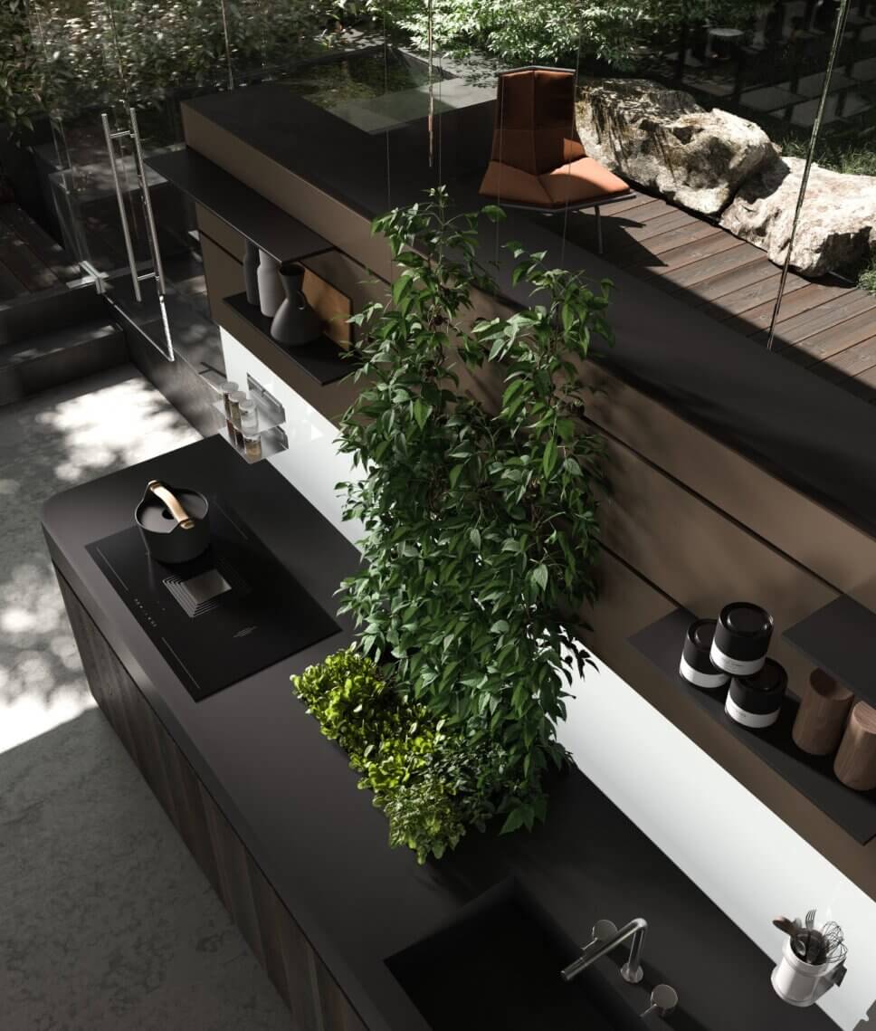 Offene modern eingerichtete Küche