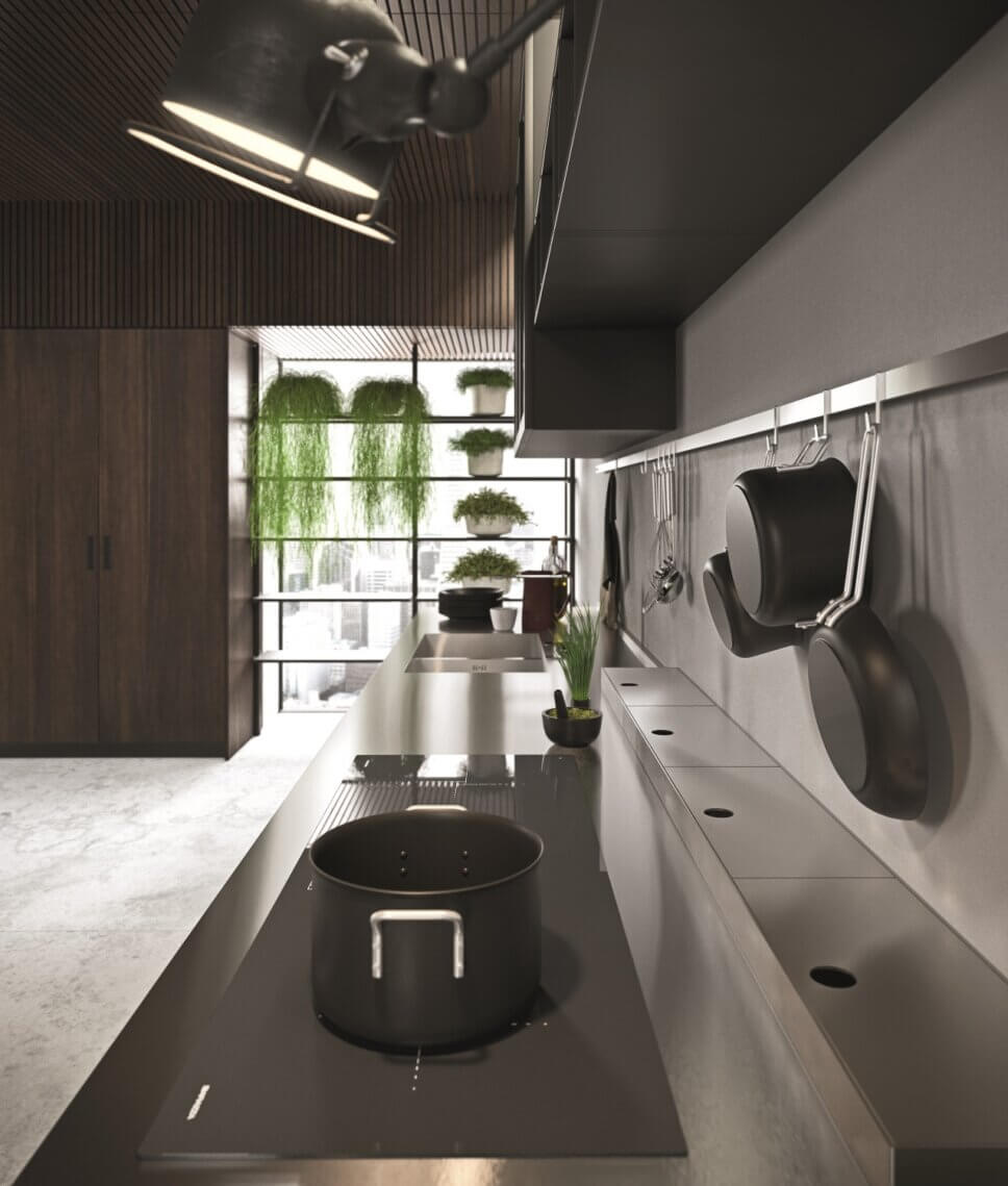 Offene modern eingerichtete Küche