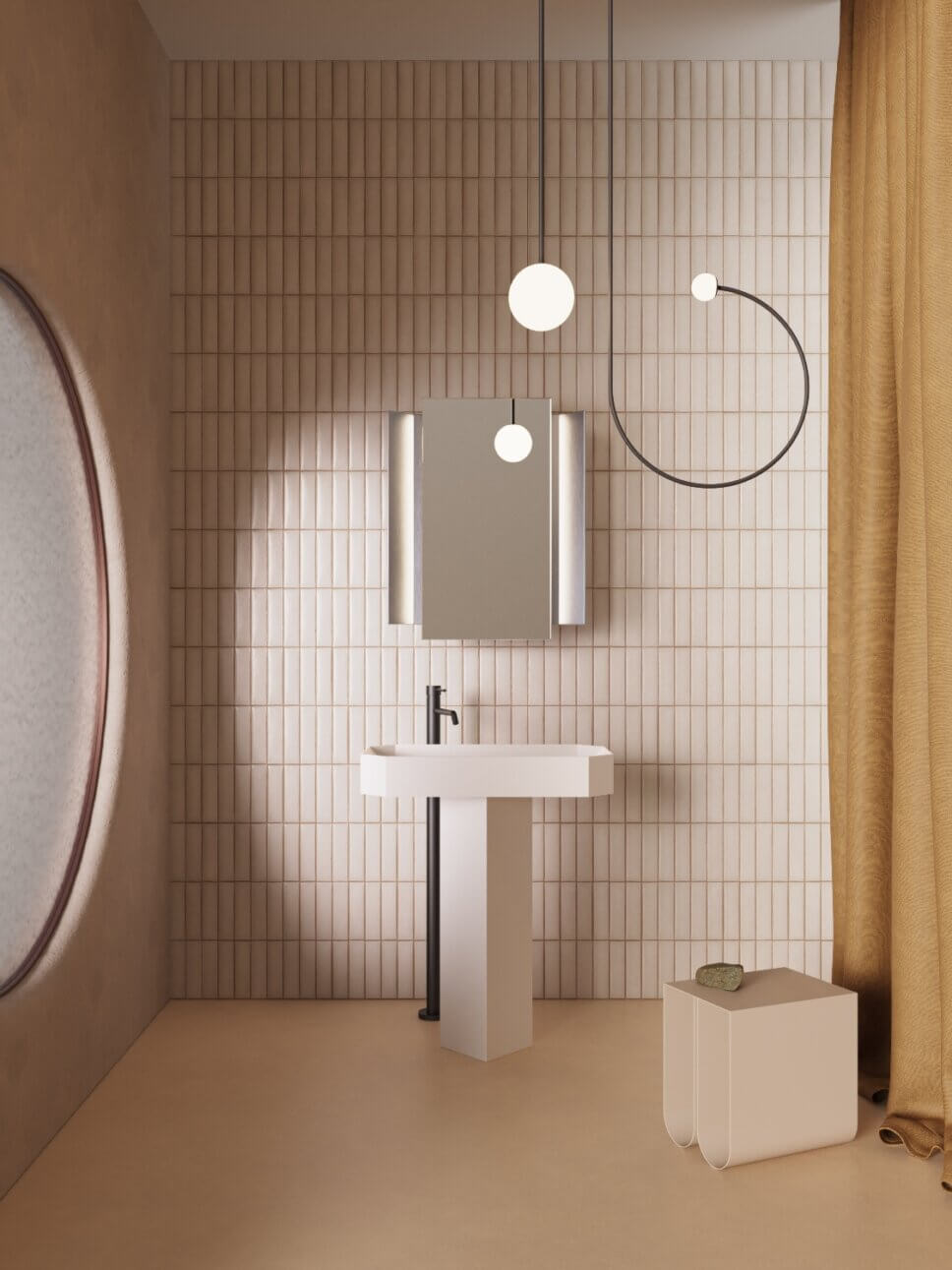 Modern eingerichtetes Badezimmer mit Waschbecken